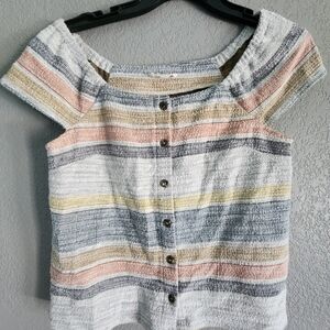Striped Button-Up Top